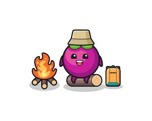 camping illustration of the mangosteen cartoon