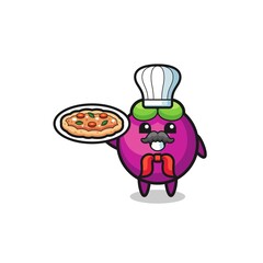 mangosteen character as Italian chef mascot