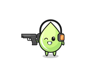 illustration of melon juice drop cartoon doing shooting range