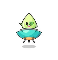 melon juice drop cartoon riding a future spaceship