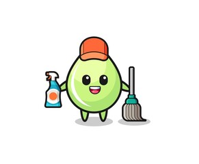 cute melon juice drop character as cleaning services mascot