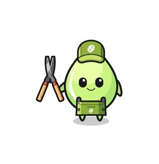 cute melon juice drop as gardener mascot