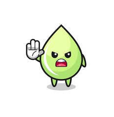 melon juice drop character doing stop gesture