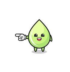 melon juice drop cartoon with pointing left gesture