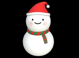 christmas cartoon snowman in a hat 3d-rendering