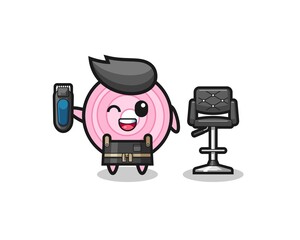 onion rings barbershop is holding a trimer