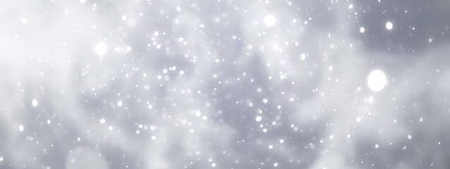blue snowfall bokeh background, abstract snowflake background on blurred abstract blue