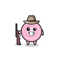 onion rings hunter mascot holding a gun
