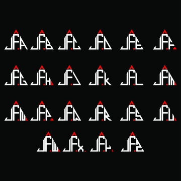 JFA to JFZ letter logo creative design, Multiple triple letter logo design