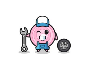 the onion rings character as a mechanic mascot