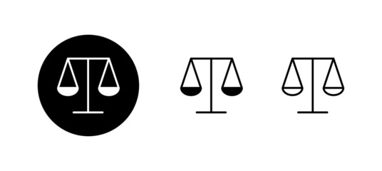 Scales icons set. Law scale icon. Justice sign and symbol