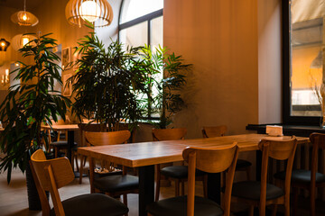 interior of the restaurant cafe table close-up