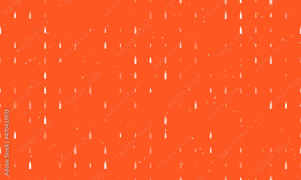 Poster seamless background pattern of evenly spaced white beer bottle symbols of different sizes and opacit