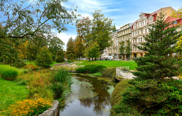 Obraz premium Marienbad, Tschechien, Kurpark und Altstadt