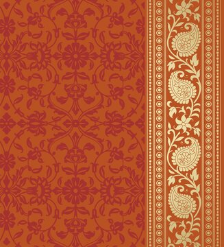 wedding card design, traditional paisley floral pattern , royal India © N | R