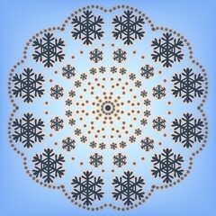 Winter background decorated with snowflakes. New Year's background. Background for a greeting card.