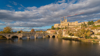 Old French town skyline and Saint-Nazaire Cathedral in Beziers, France