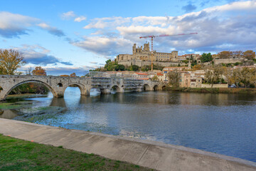 Old French town skyline and Saint-Nazaire Cathedral in Beziers, France
