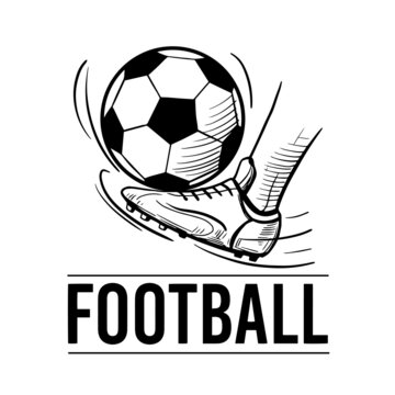 Football logo. boot kicks the ball. Vector illustration