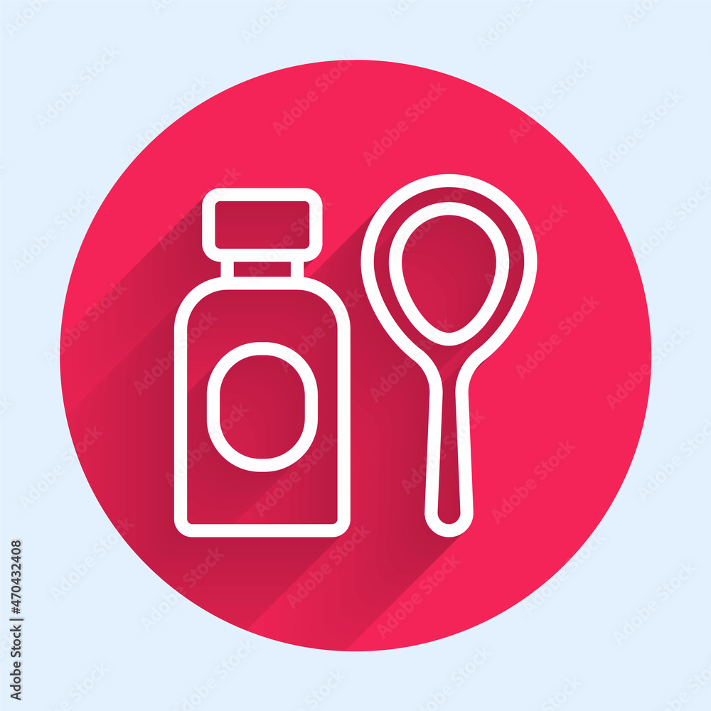 Poster white line soap bubbles bottle icon isolated with long shadow background. blowing bubbles soap wand 