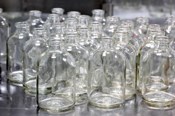  close-up of pharmaceutical production line stand