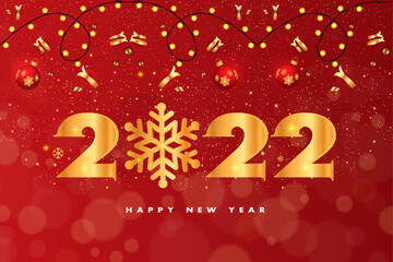 Fototapeta na wymiar elegant happy new year 2022 card background design vector illustration 