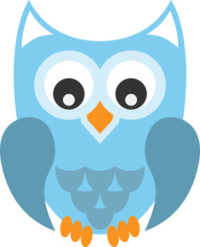friendly colorful comic owl isolated on white background, vector illustration