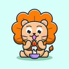 cute lion with advent candles