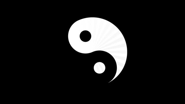 Psychedelic moving background with yin-yang symbol