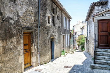 Fototapeta na wymiar Le Poët-Laval is a beautiful village with small streets, alleys and stairs and has been recognized by Les Plus Beaux Villages de France as one of the most beautiful villages in France
