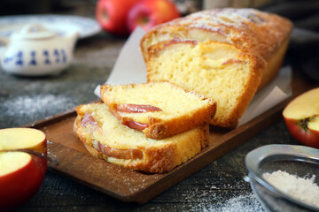 Apple cake, powdered sugar  dressing