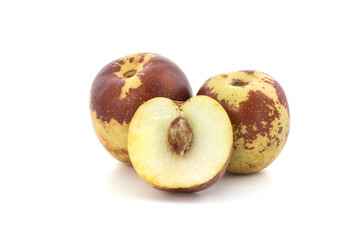 Red date , Chinese date or  Ziziphus jujuba fruits isolated on white background.