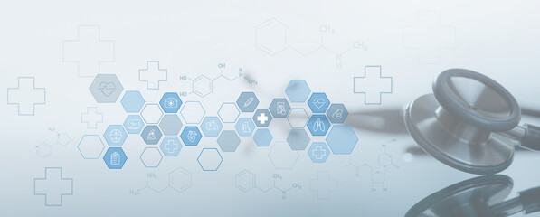 Medical technology network, telemedicine, health insurance, virtual hospital, healthcare and...