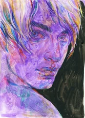 Gordijnen watercolor painting. human portrait. illustration.   © Anna Ismagilova