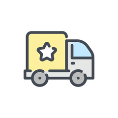 Fototapeta premium Delivery van color line icon. Fast shipping truck vector outline colorful sign.