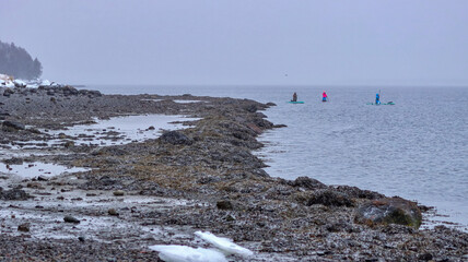 frozen lake in winter