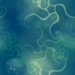 Abstract blue green spirals swirls seamless background