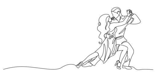 Vector illustration. International Tango Day. dance. Holiday. Drawing with one line. - obrazy, fototapety, plakaty