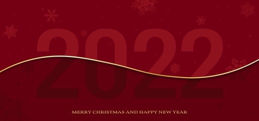 Design template happy New year and Merry Christmas 2022. logo design for greeting cards or for branding, banner, cover, greeting cards for the new year 2022 with paper-cut art and craft style on a red