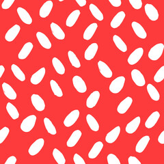 Polka dot witte abstracte naadloze patroon op rode achtergrond. Vectorontwerp voor textiel, achtergronden, kleding, inpakpapier, stof en behang. Mode illustratie naadloze patroon.