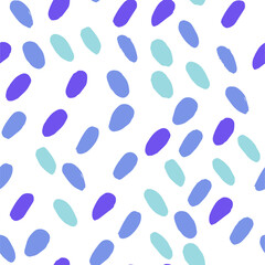 Blue and violet polka dot abstract seamless pattern on white background. Vector design for textile, backgrounds, clothes, wrapping paper, fabric and wallpaper. Fashion illustration seamless pattern.