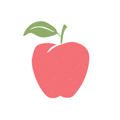 Cute apple icon. Vector flat hand drawn illustration in cartoon style
