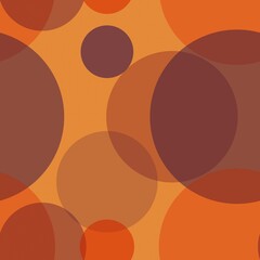 Overlapping circles orange brown seamless pattern