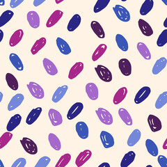 blue and violet polka dot abstract seamless pattern on light background. Vector design for textile, backgrounds, clothes, wrapping paper, fabric and wallpaper. Fashion illustration seamless pattern.