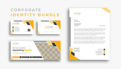 Corporate branding identity design. Professional business Facebook cover page timeline web ad banner template with letterhead, business card design bundle 