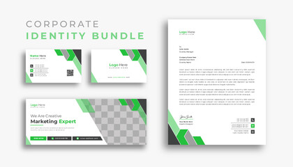Corporate branding identity design. Professional business Facebook cover page timeline web ad banner template with letterhead, business card design bundle 