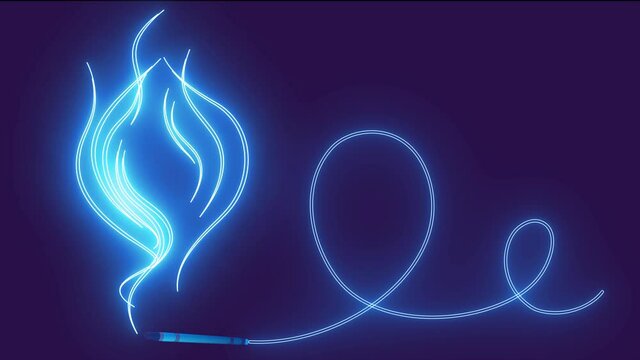 animation hookah smoke pipe stylized neon blue