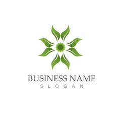 Logos of green Tree leaf ecology