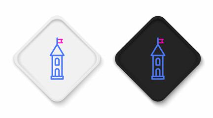 Line Castle tower icon isolated on white background. Fortress sign. Colorful outline concept. Vector