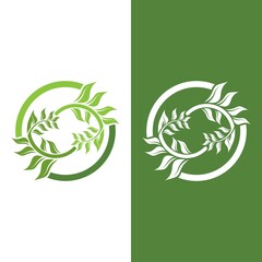 Logos of green Tree leaf ecology